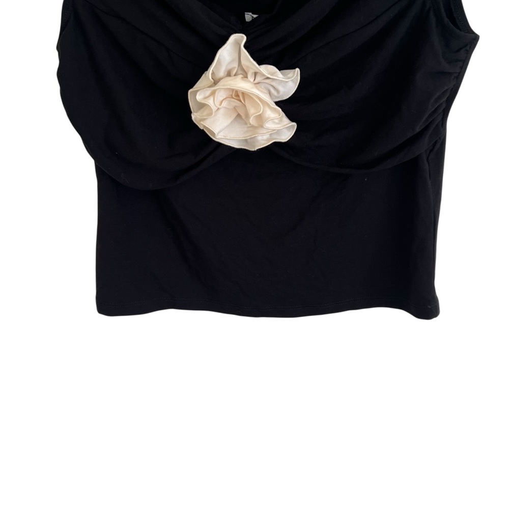 Reformation Black Emerald Knit Top with Floral Applique NWT Large - Picture 5 of 11